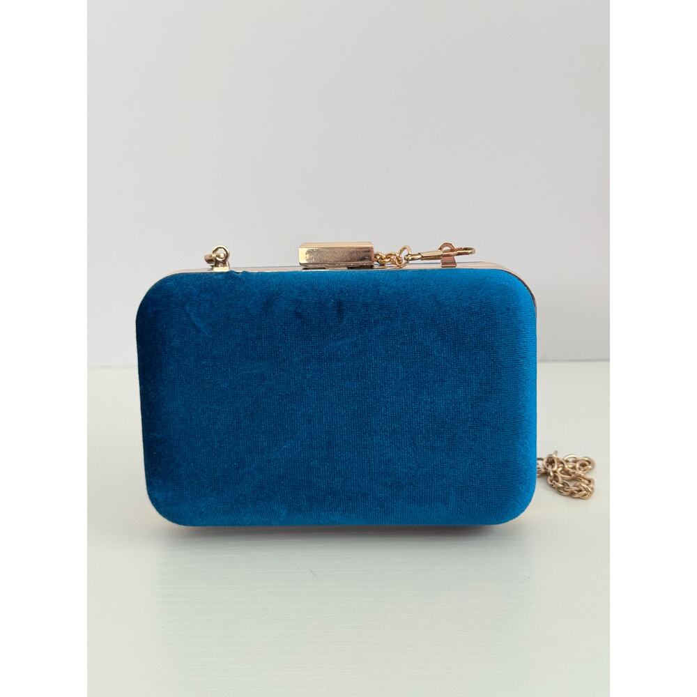 Who What Wear Teal Velvet Clutch Gold Chain Evening Bag Target - Picture 6 of 13